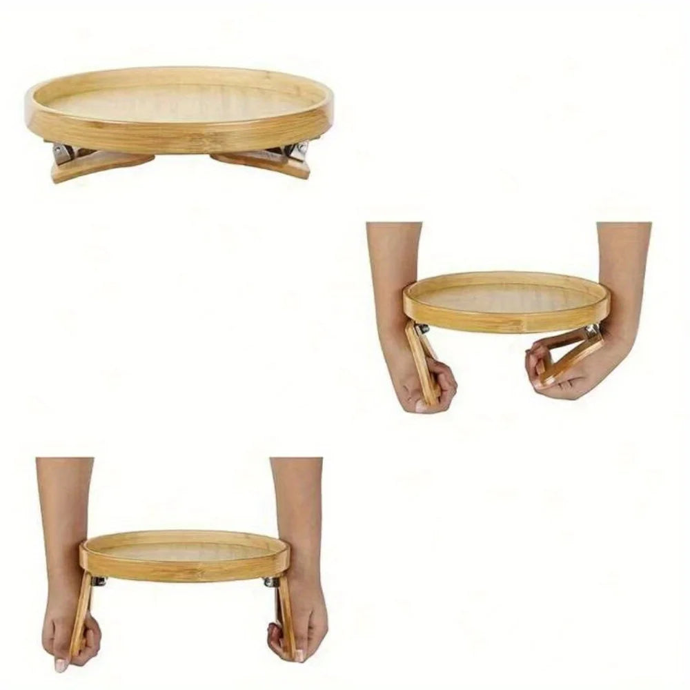 Clip On Bed Couch Arm Tray Table Foldable Sofa Armrest Holder for Snacks Breakfast Drinks Phone Remote Control Comfort
