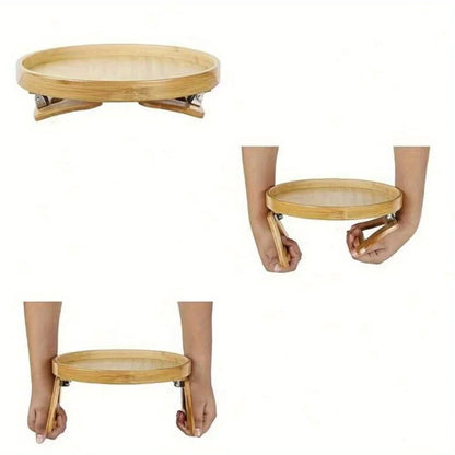 Clip On Bed Couch Arm Tray Table Foldable Sofa Armrest Holder for Snacks Breakfast Drinks Phone Remote Control Comfort
