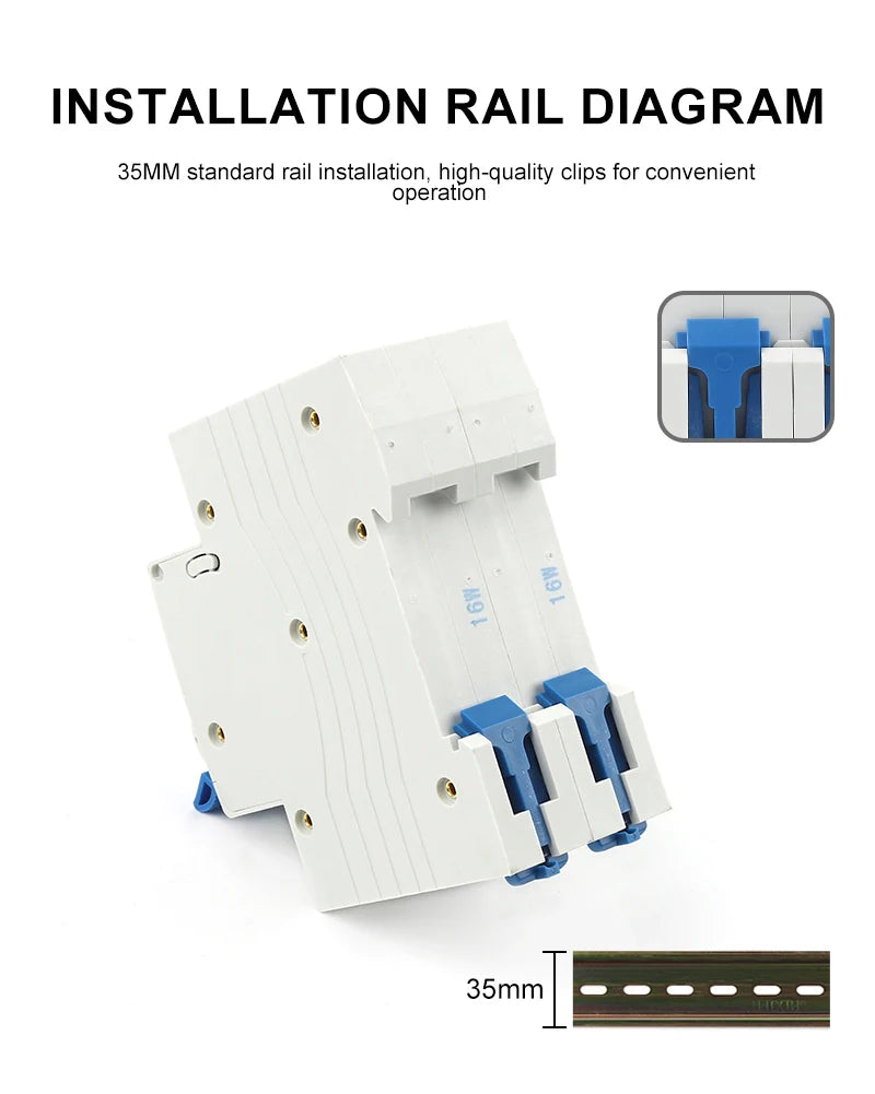 2P DC MCB 6KA 500V Solar Mini Circuit Breaker, 6A–63A for PV System, Battery Main Switch