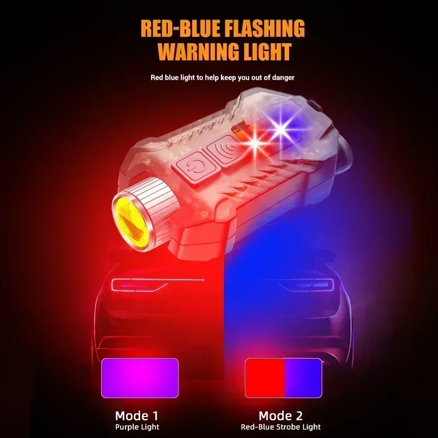 LED+COB Dual Light Source Induction Headlight Detachable 2-in-1 Flashlight 9-level Dimming Outdoor Multifunctional Fishing Torch