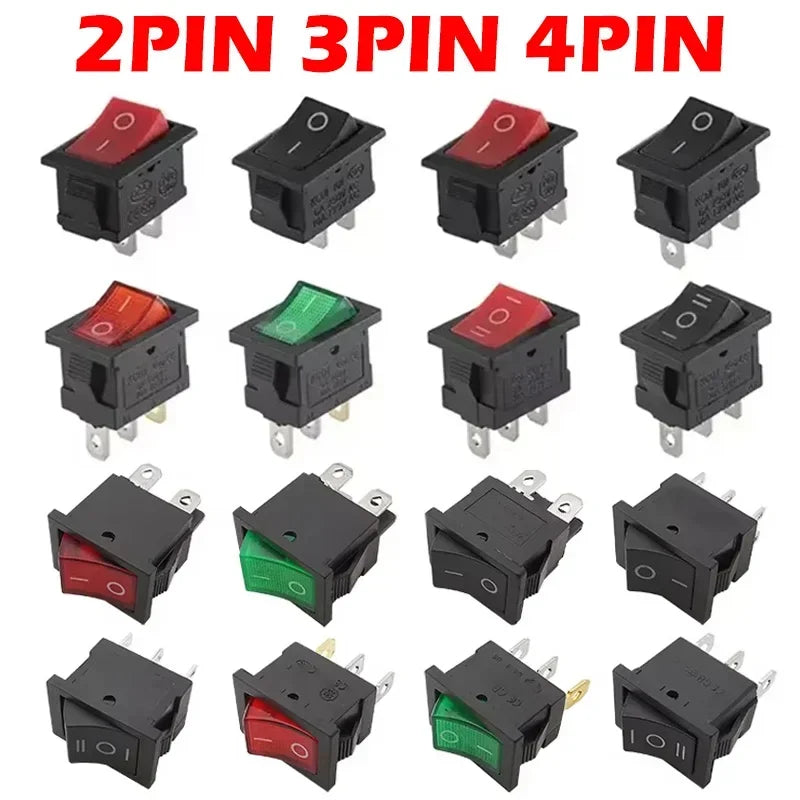 KCD1 Snap-In Boat Rocker Switch SPST ON-OFF 2/3/4 Pin 250V 6A 125V 10A 2P Toggle Power