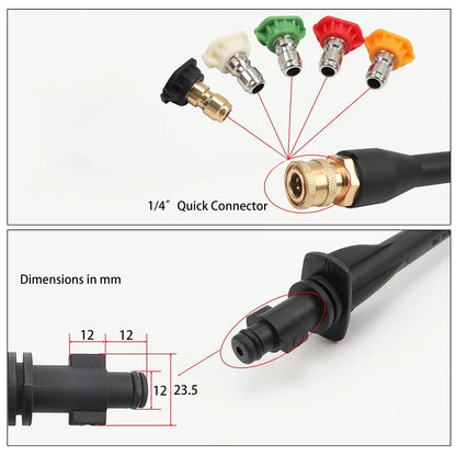 Pressure Washer Spray Wand — 1/4” Quick Connect Extension Lance with 5 Nozzles for High-Pressure Cleaning