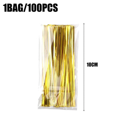 Reusable Metallic Twist Tie Bread Candy Bag Ties DIY Crafts Plant Flower Binding Wire Party Favor Gifts Wrapping Foil Twists Tie