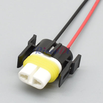 H11 Automotive 2-Pin Sealed Ceramic Female Socket Wiring Connector for Headlight Bulb