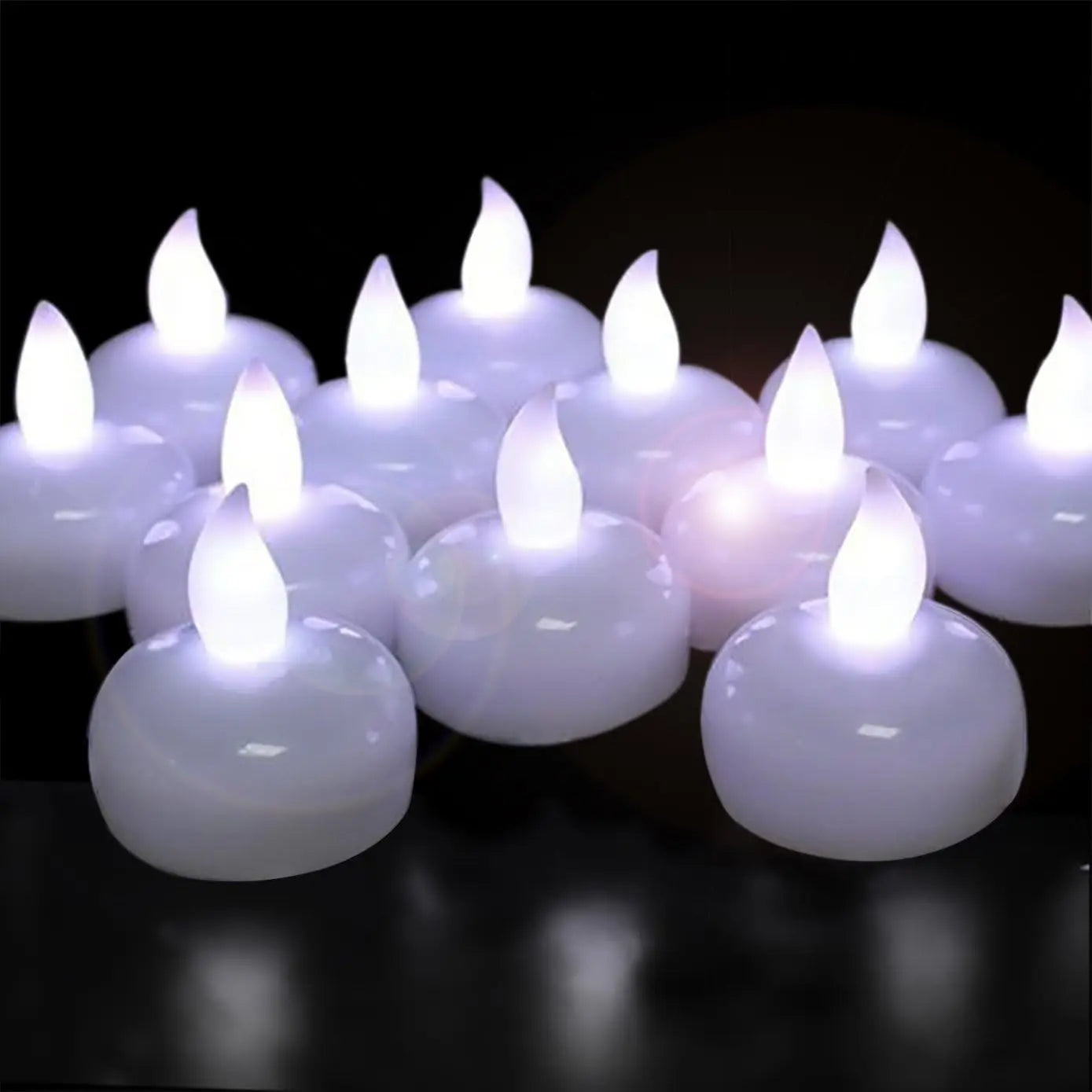 LED Flameless Floating Candle Battery Powered Flickering Electronic Candle Waterproof Floating Tealight Wedding Party Decor Lamp
