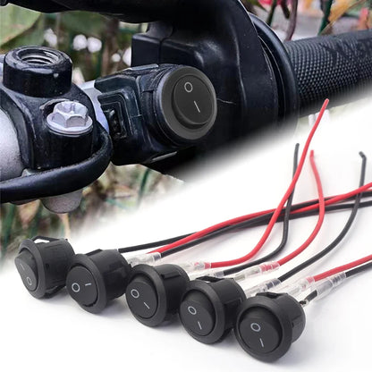 Mini Round Rocker Toggle Switch SPST 2-Pin 12V/24V with Wires – ON/OFF