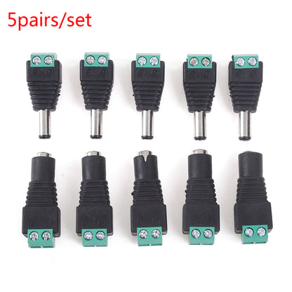 10pcs/5 Pairs 2.1x5.5mm DC Power Plug Jack Adapter Connector – Male and Female DC Power Adapter for CCTV, LED & Electronics