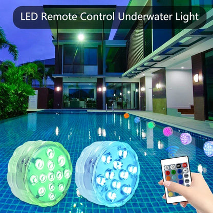 Underwater Lights LED Submersible Pool Lights Rechargeable 200FT Remote Control Swimming Pool Light with Timer Color Changing