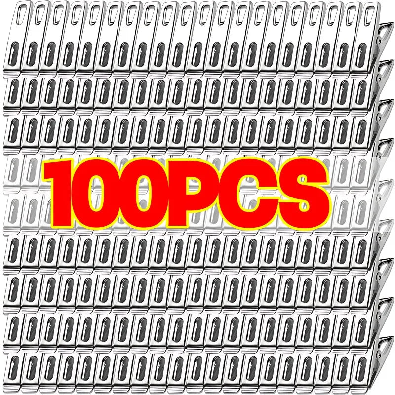 100-20PCS Stainless Steel Clothespins Multifunction Kitchen Sealing Clips Mini Photos Clip Clothes Pegs Hangers Clamps Storager