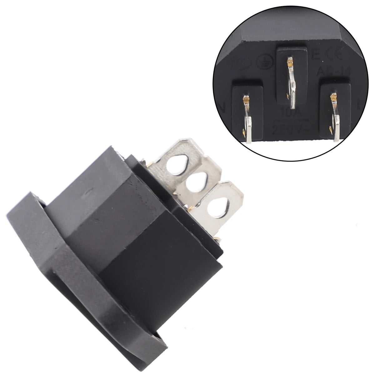 Power Connector 3 Pin Charging Socket AC-04 Built-in Male Female Rated 250V 10A for Battery and Electrical Use