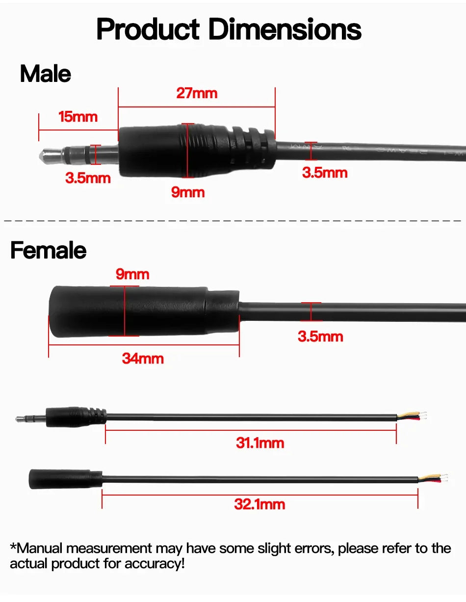 3.5mm Stereo Audio Cable 3×26AWG AUX Cord for Car Phone Speaker Headphones High-Quality Male-to-Male Audio Wire