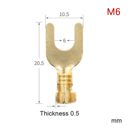 50pcs U-Shaped Brass Grounding Lug Fork Terminal Connector