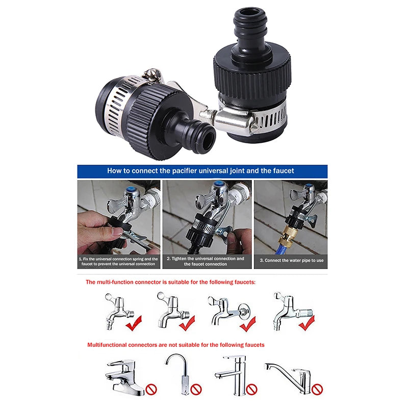 New Universal Faucet Connector Tap Connector Adapter Garden Kitchen Water Hose Pipe Joiner Fitting Universal