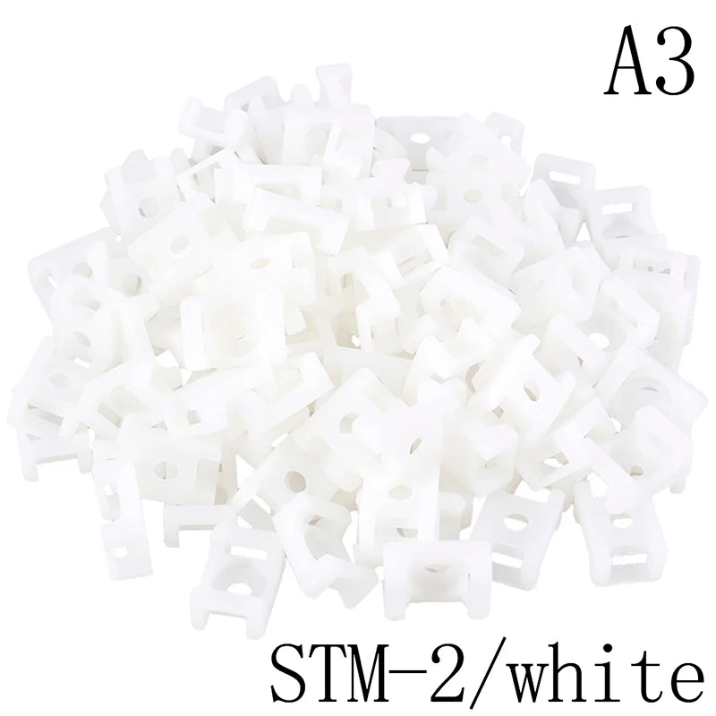 100Pcs/set Plastic Wire Cable Zip Tie Screw Fixing Mount Base Holder