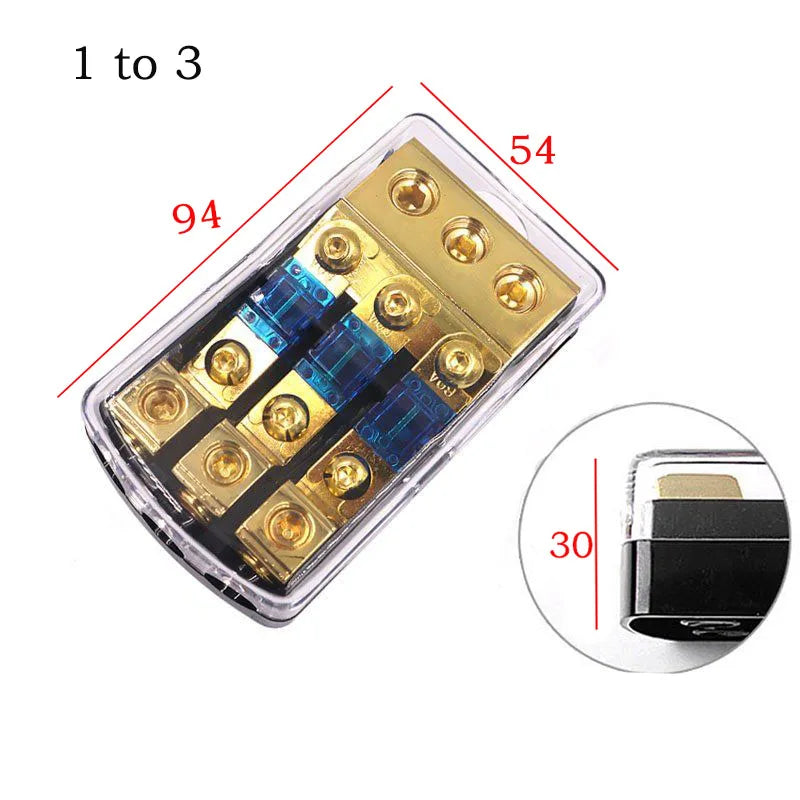 AGU 60A Fuse Holder Car Speaker 1 Into 2/3/4 Out Power Distribution Box Splitter with Fuse Core for Car Audio System