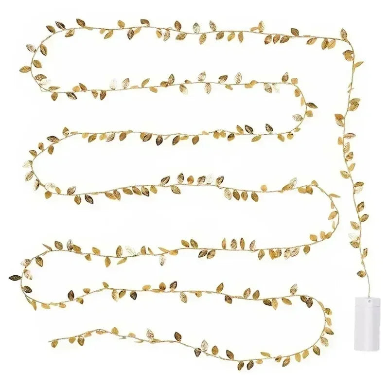 Silver Golden Tiny Leaves LED Fairy Lights String 5M 10M Christmas Wedding Party Holiday Garland Wreath Decor