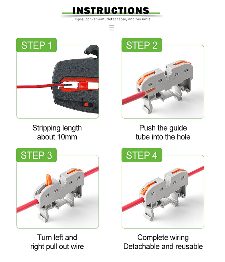 Din Rail 211 Wire Connector Quick Splice Universal Terminal Block with Conductive Strip and Number Marker