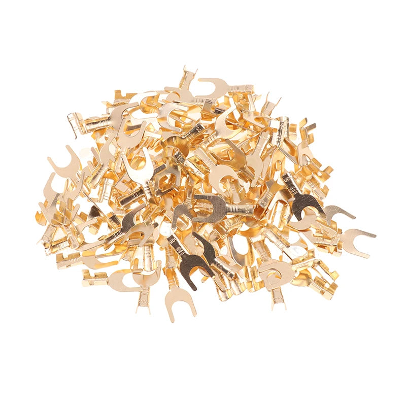 50pcs U-Shaped Brass Grounding Lug Fork Terminal Connector