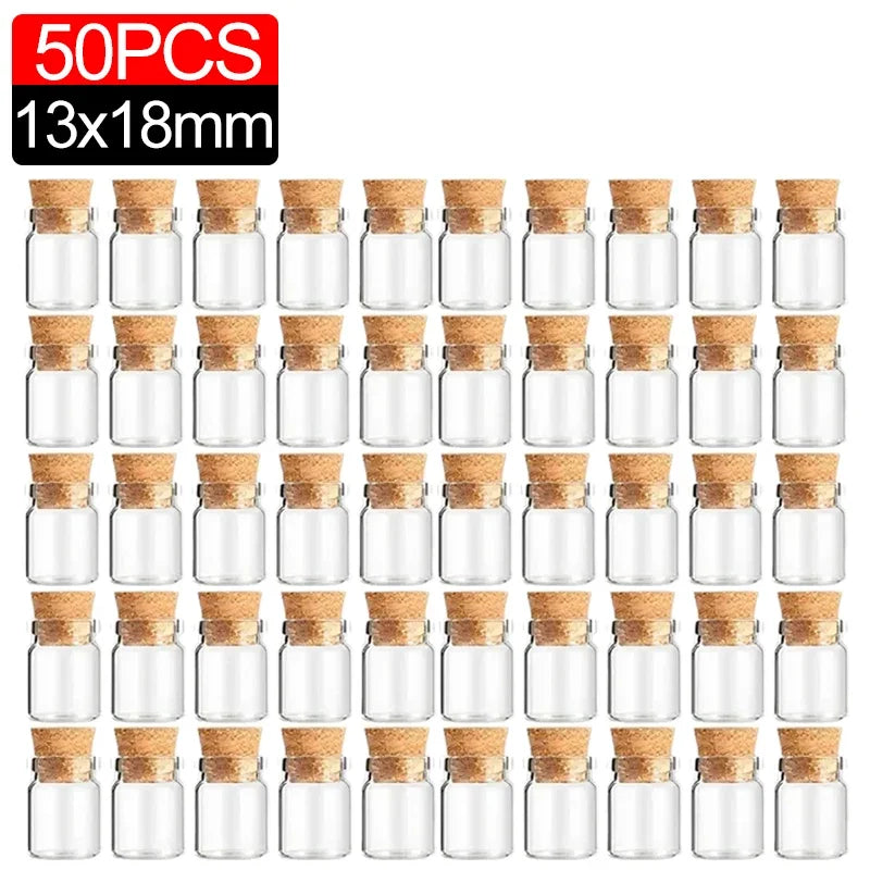 10/100Pcs Mini Clear Glass Bottles with Cork Stopper, Message Bottles for Wedding, Birthday, Party Decoration, DIY Jars, Vials, Gifts