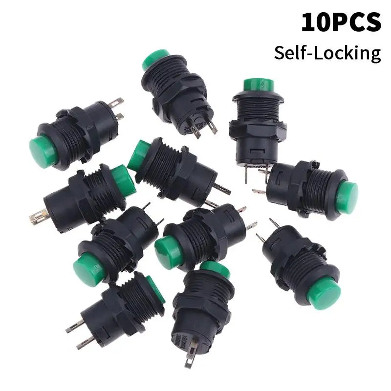 10pcs DS-428/427 12mm Push Button Switch – Self-Lock & Momentary Pushbutton Switch OFF-ON 1.5A/250VAC