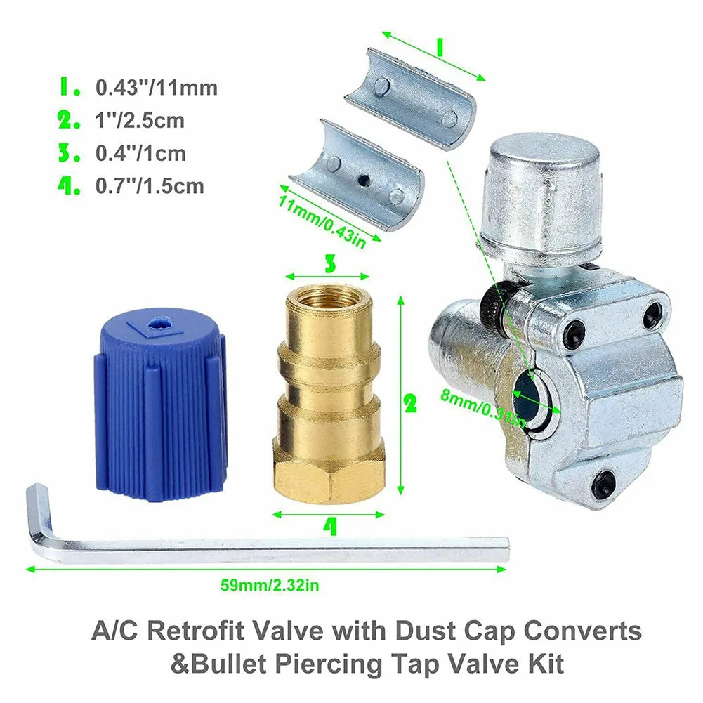 A/C Retrofit Valve & BPV31 Piercing Tap Kit For  R12 R22 R134A R134a Adapter Wrench Set HVAC Tool Parts
