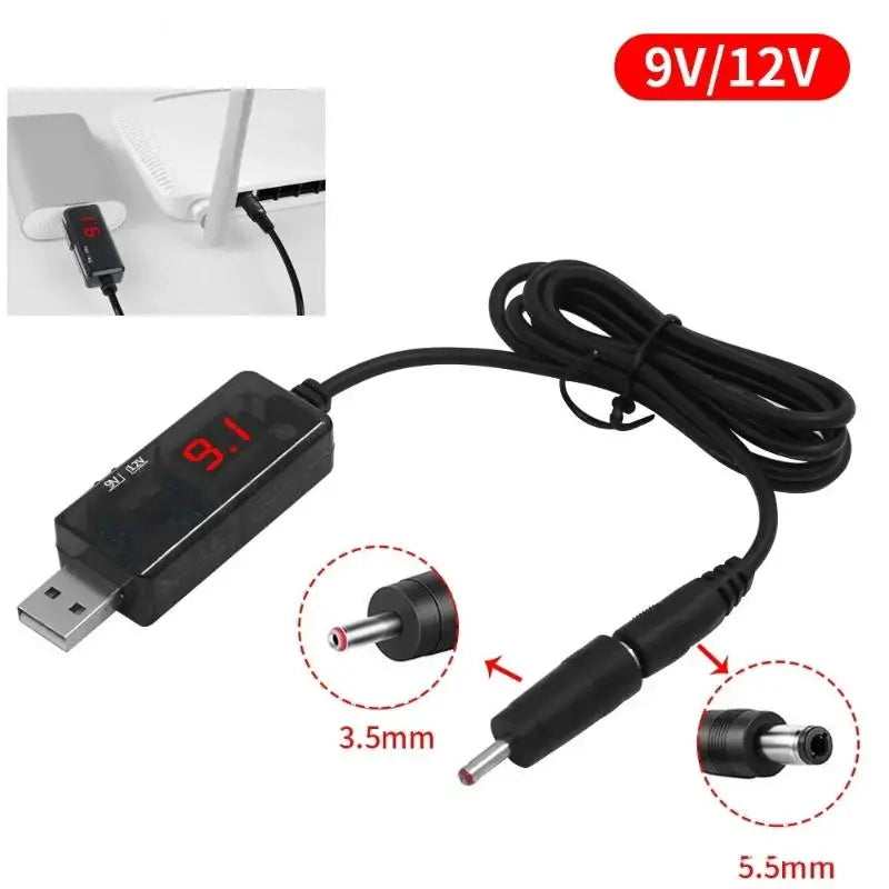 DC 5V To 9V 12V USB Step-up Converter Cable + 3.5x1.35mm Connecter USB Boost Converter For Power Supply/Charger/Power Converter