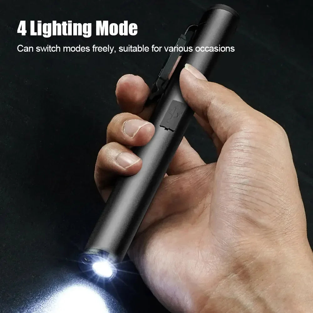 Portable UV LED Pen Light USB Rechargeable Work Lantern with Magnet