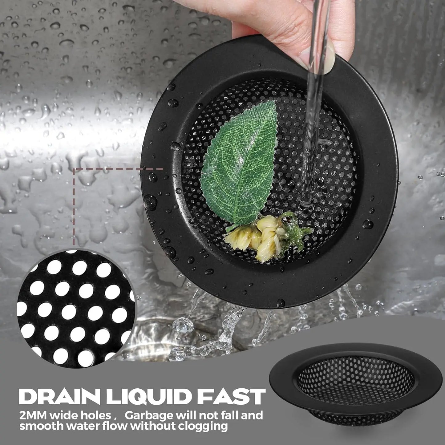 10/1PCS Kitchen Sink Filter Stainless Steel Mesh Sink Strainer Filter Bathroom Sink Strainer Drain Hole Filter Trap Waste Screen