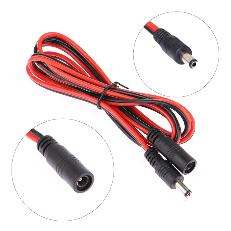 New 16AWG DC Power Plug 5.5 x 2.1mm Female To Male CCTV Adapter Connector Cable 12V 10A 120W Max. Power Extension Cord 1.5m