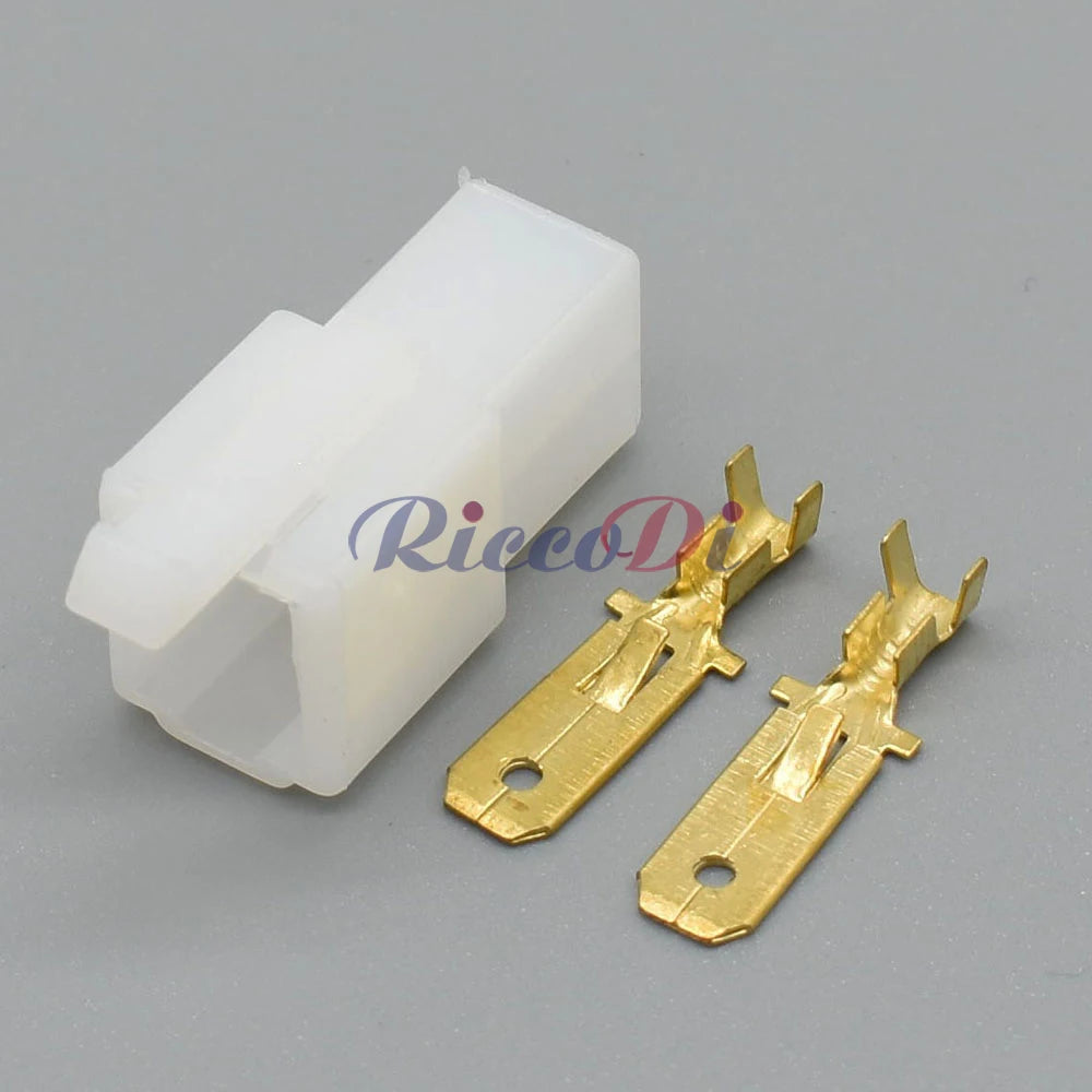 2 Pin 6.3mm White ABS Connector 6120-3523 6110-4623 DJ70224-6.3 PA66 Household Car Wiring