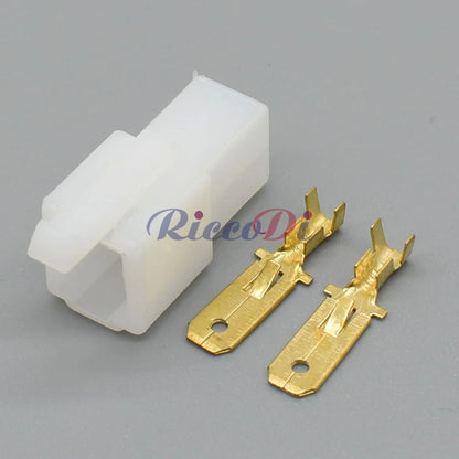 2 Pin 6.3mm White ABS Connector 6120-3523 6110-4623 DJ70224-6.3 PA66 Household Car Wiring