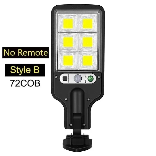 Outdoor LED Solar Light 72COB Motion Sensor Solor Wall Lamp with Remote Control 3 Modes for Garden Patio Yard Garage Lighting