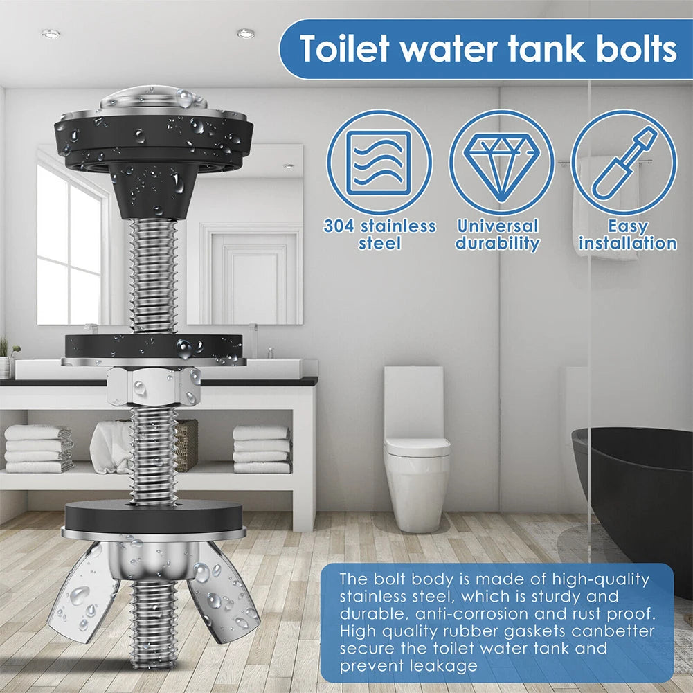Bathroom Screws Bolts Stainless Steel Toilet Tank Bolt Reliable Support Split Washer 2pcs Bowl Bolt Kit Easy Installation