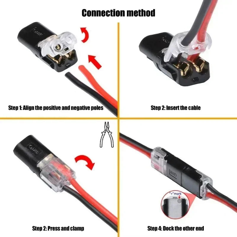 100x Waterproof Plug Wire Connector 2 Pin Way Cable Plug Car Electric Wire Snap Connectors Strip Terminal Connection Wholesale