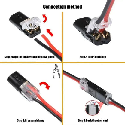 100x Waterproof Plug Wire Connector 2 Pin Way Cable Plug Car Electric Wire Snap Connectors Strip Terminal Connection Wholesale