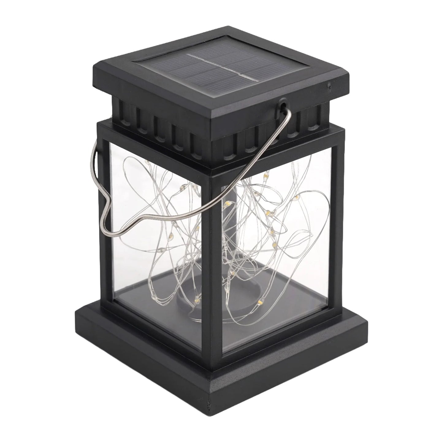 1pc LED Lantern Lamp Outdoor Garden Warm Light Waterproof Solar Powered Golden Copper Wire Hanging Lightweight