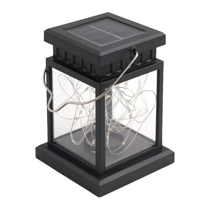 1pc LED Lantern Lamp Outdoor Garden Warm Light Waterproof Solar Powered Golden Copper Wire Hanging Lightweight