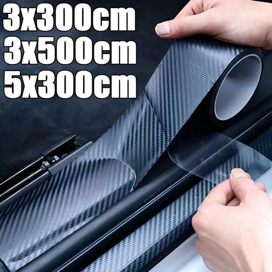3D Carbon Fiber Matte Car Sticker DIY Paste Protector Strip Car Threshold Door Edge Anti Scratch Tape Waterproof Protection Film