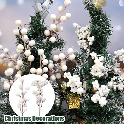 40/4PCS Artificial White Berries Stems Christmas Berry Branches Fake Fruit Flowers DIY Wedding Party New Year Home Decorations