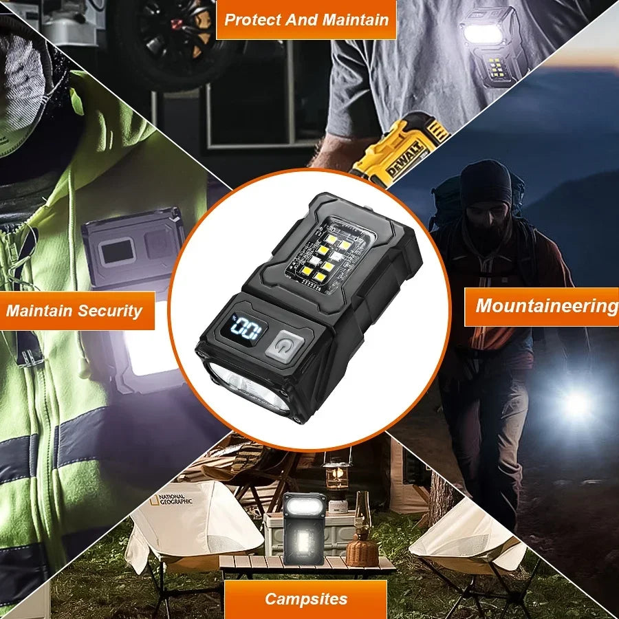 Mini COB LED Flashlight Head Rotation Magnetic Torch USB Rechargeable