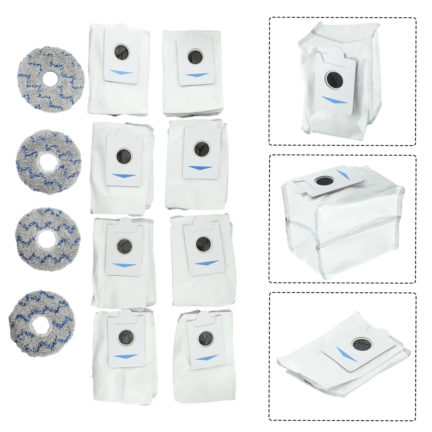 Set of 8 Dust Bags and 4 Wiping Cloths for Deebot For T20 For Omni X1 For Omni 8 Robot Vacuum Cleaner Protective Accessories