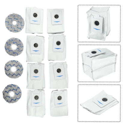 Set of 8 Dust Bags and 4 Wiping Cloths for Deebot For T20 For Omni X1 For Omni 8 Robot Vacuum Cleaner Protective Accessories
