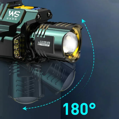 Powerful Motion Sensor LED Headlamp Rechargeable COB Head Flashlights Outdoor Camping Headlight Telescopic Zoomable Head Lamp