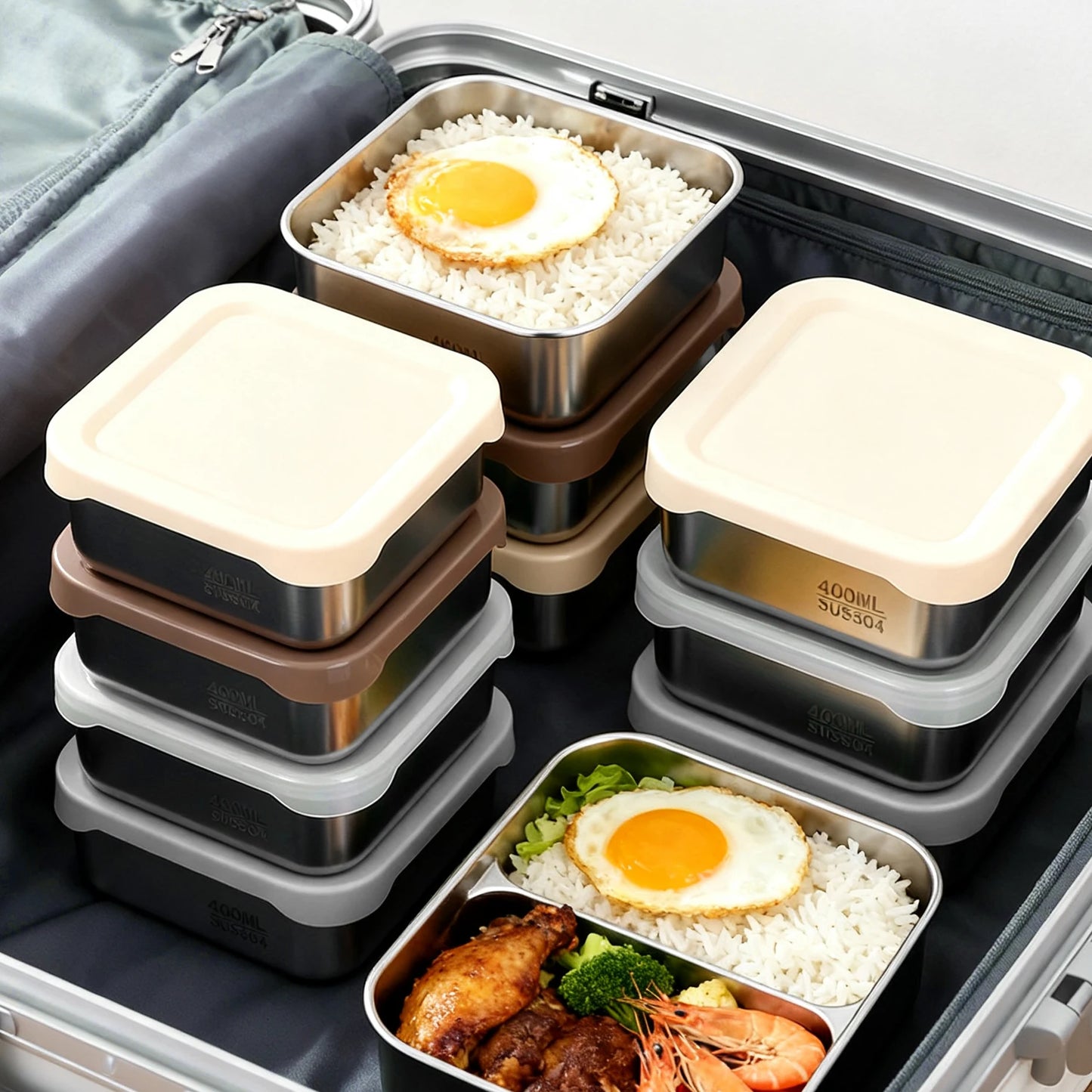 Stainless Steel Food Container with Cover Small Thicken Fresh-keep Food Fruit Lid Sealed Storage Box Kitchen Fridge Organizer