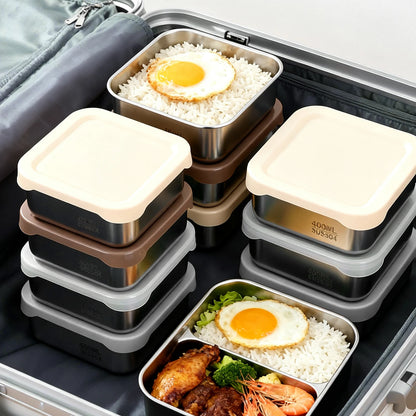 Stainless Steel Food Container with Cover Small Thicken Fresh-keep Food Fruit Lid Sealed Storage Box Kitchen Fridge Organizer
