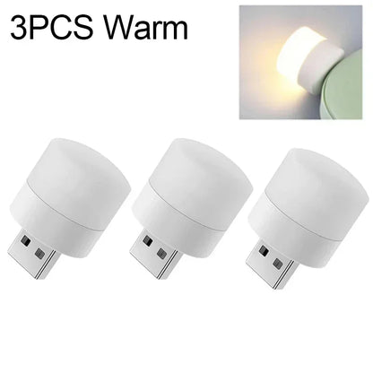 1-20PCS Mini USB LED Plug Lamp Portable Eye Protection Book Reading Light Small Round Car Bulb Computer Mobile Power Lamps