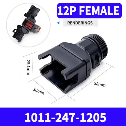 2-12P DT Connector Male Female Tail Clip Set 1011-235-0405 with Corrugated Pipe Harness Protective Sheath