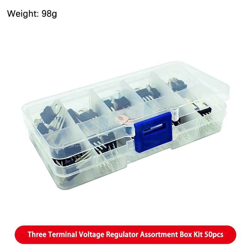 Electronic Component Kit Box with LEDs, Transistors, IC Sockets, Switches, and Jumper Wires