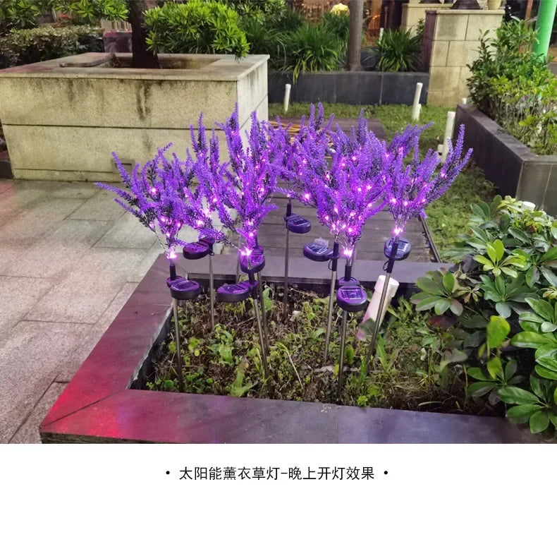 1PC Solar Lights Outdoor Decorative, Purple Lavender Flower Solar Garden Lamp for Yard, Patio, and Garden Decor