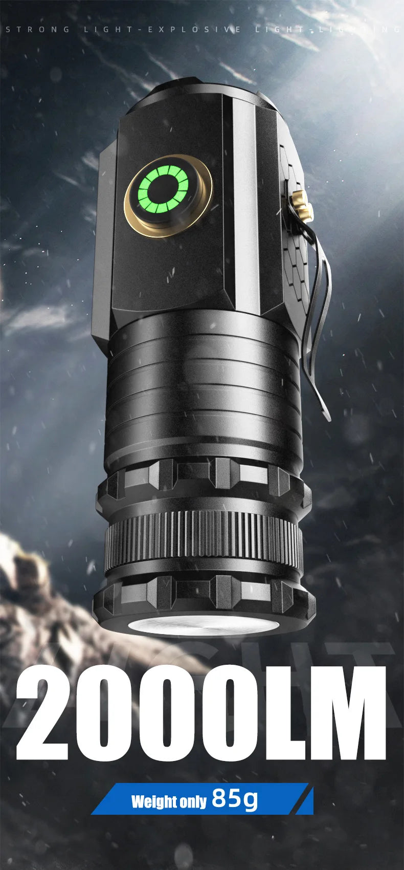 Powerful LED Flashlight GT60 High Power Tactical Zoomable Torch USB Rechargeable Outdoor Camping Lantern with Power Display